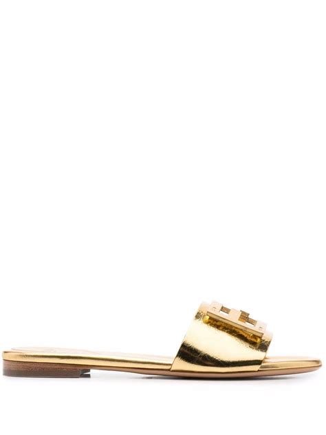 FENDI FF Logo Plaque Sandals .